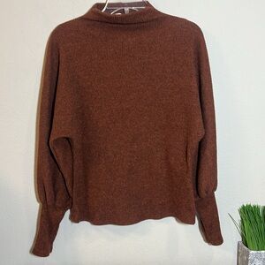 Made with Love Rust Brown Turtle Neck Ribbed Sweater Shirt Large